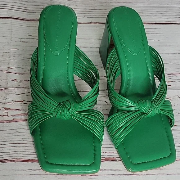 White House Black Market Elegant Green Women's Heeled Sandals SIZE 8 - Picture 4 of 10